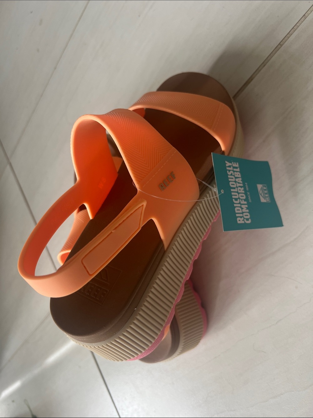 Coral Pink Platform Slide Sandals - Picture 9 of 10